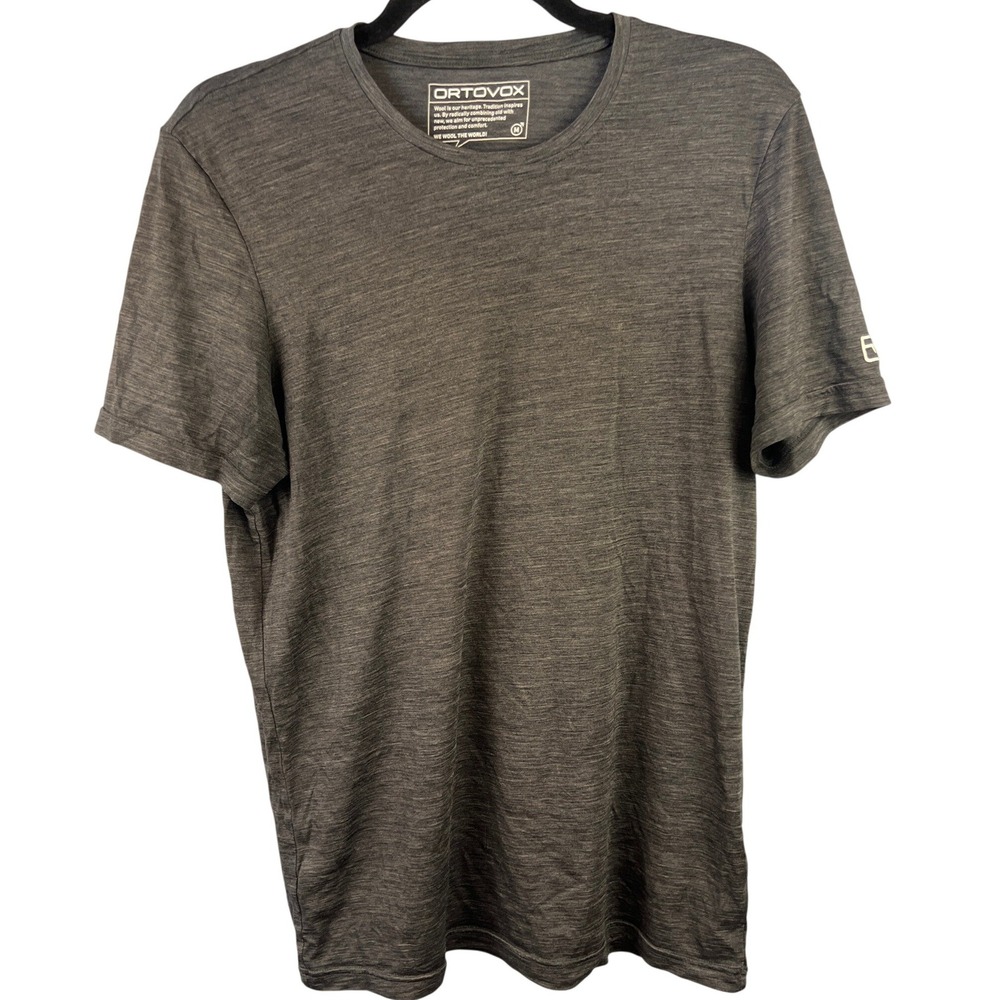 Ortovox Merino Wool Blend Heather Gray T-shirt SZ M Outdoors Hiking Camping